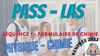 Séquence 1 Grandeurs chimiques FORMULAIRE PASS LAS  ESSENTIELS de CHIMIE de Terminale PASS LAS [upl. by Naitsihc]