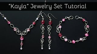 Easy Wire Wrapped Jewelry Set Tutorial  quotKaylaquot Earrings Necklace and Bracelet [upl. by Auhsohey]