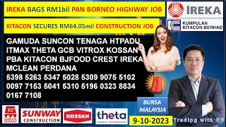 Daily KLSE BURSA UPDATE  9102024 💥IREKA BAGS RM1bil JOB 💥KITACON SECURES RM6405mil JOB💥KOSSAN [upl. by Anuat]