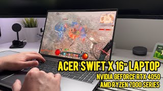 NEW Acer Swift x 16 Laptop with RTX 4050  Review amp Impressions 🔥 [upl. by Cacia]