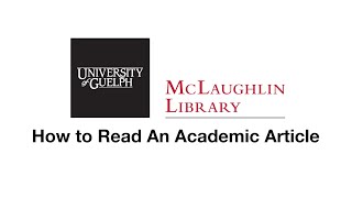 How to Read An Academic Article [upl. by Meelas]