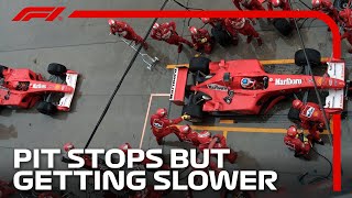 F1 Pit Stops But They Keep Getting SLOWER [upl. by Vina]