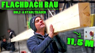 FLACHDACH BAUEN  Über 20 METER HÖHE mit STAHLTRÄGER amp HOLZBALKEN erklimmen  Home Build Solution [upl. by Kress901]