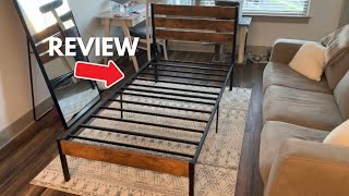 VECELO Platform Bed Frame with Wood Headboard  Quick Review [upl. by Anrim]