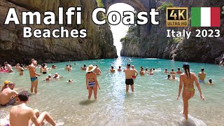 Amalfi Coast 4K  Walking 5 Amazing Beaches  Amalfi Fiordo Maiori and Positano [upl. by Ellenahs875]