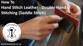 Hand Stitching Leather  Double Hand Stitching Saddle Stitch [upl. by Molahs]