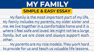 Simple English Essay On My Family  My Family English Essay  My Family English Handwriting [upl. by Laenahtan446]