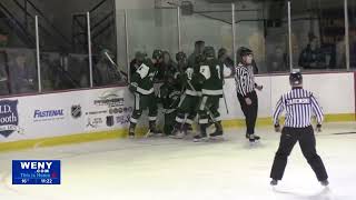 Elmira College mens hockey grabs win over Babson College [upl. by Lashar]