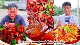 mukbang  Songsong Eating Challenge Spicy Hot Pot  Bread crab  Chinese food  songsong and ermao [upl. by Ueihttam711]