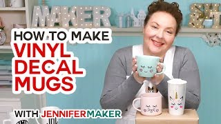 How to Put Vinyl on Mugs  Vinyl Test amp Cute Designs [upl. by Fara146]