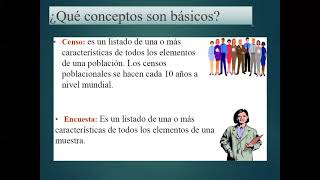 Población muestra estadistico parámetro Conceptos básicos para trabajar la estadística [upl. by Terrill382]