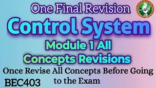 Control System Module 1 One Final Revision All IMP Concepts Discussed 4th Sem ECE 2022 Scheme VTU [upl. by Nyrahtak]