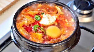 Sundubu Jjigae 순두부찌개 Korean Spicy Silken Tofu Soup [upl. by Ruphina564]