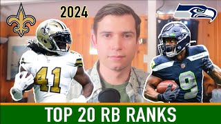 TOP 20 RB RANKINGS  2024 Fantasy Football [upl. by Gnouc]