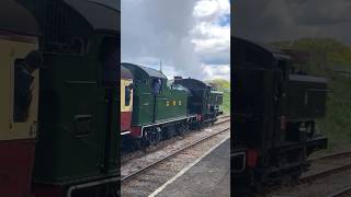 GWR pannier tank 9466 and GWR 56XX 6695 Leaving blue anchor station the west Somerset railway [upl. by Ximenes]