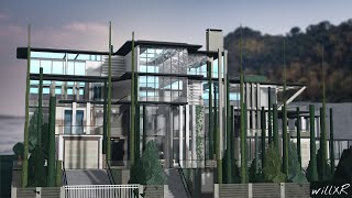 Modern Industrial Hillside Mansion  NO LARGE PLOT  Bloxburg  exterior [upl. by Marigolda19]