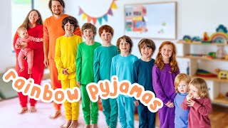 BIG FAMILY MATCHING RAINBOW PYJAMAS  Mum of 9 w Twins amp Triplets [upl. by Galligan]