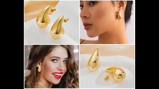 Aretes De Oro 14K Para MujerAretes De Gota Grandes LlamativosRegalos Para Mujer [upl. by Reich644]