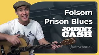 Folsom Prison Blues Easy Guitar Lesson  Johnny Cash [upl. by Adnolor]