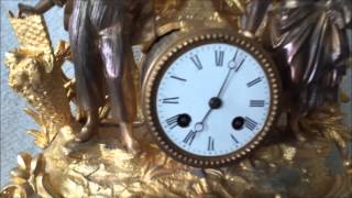 Large Antique French Striking To Bell Ormolu Mantel Clock Brunfaut [upl. by Shirk]