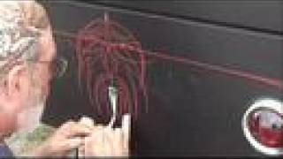 Alan Johnson demonstrates oldschool character pinstriping [upl. by Faulkner]