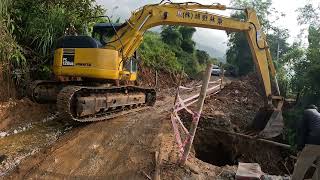 Working on the road after storm washed it away Ta Xua Vietnam [upl. by Goober]