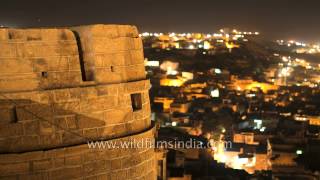 Night view of Jaisalmer city from the top of Jaisalmer Fort [upl. by Haines273]