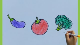 How to draw Vegetables easy  Very easy vegetables drawing [upl. by Supat]