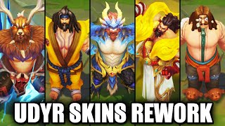 All Udyr Skins Spotlight Rework 2022 League of Legends [upl. by Lamok]