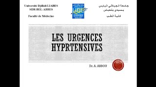 LES URGENCES HYPRTENSIVES [upl. by Freeland]