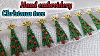 Welcome Christmas 🎄with this hand embroidery🧵 🪡  beautiful openwork border embroidery  new design [upl. by Marko264]