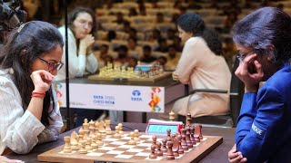 RAW ENDGAME MOMENTS BETWEEN VANTIKA AGRAWAL AND VAISHALI RAMESHBABU  RD 6 TATA STEEL CHESS INDIA [upl. by Keffer]