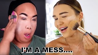 I TRIED FOLLOWING A PATRICK STARRR MAKEUP TUTORIAL [upl. by Anaic]