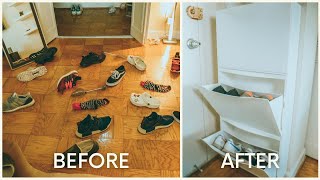 Entryway Shoe Storage Hack  ikea trones shoe storage [upl. by Oirretno]