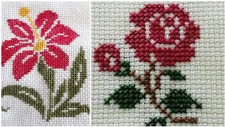 Beautiful cross stitch Flower Hand Embroidery Design Pattern  Fareeha Creation [upl. by Aggie]