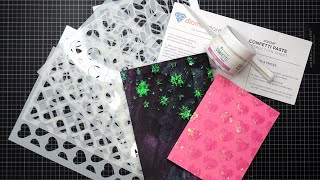 Diamond Press quotCrystal Confettiquot Paste and Stencils Kit Review Tutorial ft Mega Watercolor TS [upl. by Anialad529]