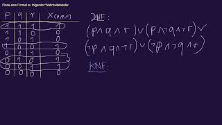 Aussagenlogik – DNF und KNF aus Wahrheitstabelle ablesen [upl. by Frasco]