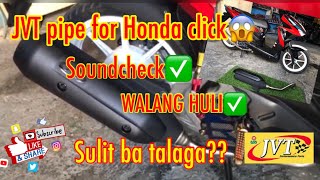 Unboxing and sound check JVT power PIPE for honda click 😱 [upl. by Ennayram]