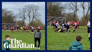 Goalkeepers scores spectacular overhead kick in last minute of the game [upl. by Nyledaj]