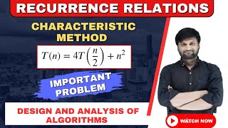 Recurrence Relation Tn 4Tn2  n2 ⚡Characteristics Method⚡Changing variable⚡Algorithm 🔥DAA [upl. by Asiela]