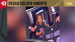 Golden Knights superfan Izzy Woodward honored as firstever Hockey Fights Cancer Draft Hero [upl. by Anyotal]