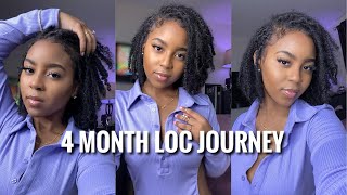 4 MONTH LOC UPDATE  Buildup Frizzing Budding  TWO STRAND TWIST STARTER LOCS [upl. by Cirone249]