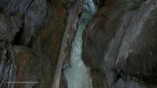 Partnachklamm  spektakulärer Flug durch die Partnachklamm [upl. by Darice379]