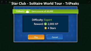 Solitaire World Tour  Star Club  TriPeaks 19  Expert  Earn a score of 48000 [upl. by Olodort]