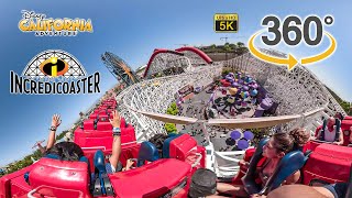 VR 360 Incredicoaster Roller Coaster On Ride Ultra HD 5K POV Disney California Adventure 20190821 [upl. by Vial]