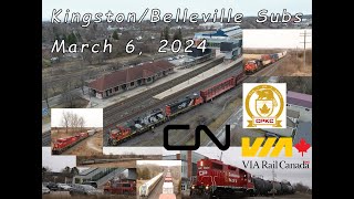 CN CPKC and VIA Rail on the Kingston amp Belleville Subdivisions Dawn to Dusk on March 6 2024 [upl. by Ahsiryt]