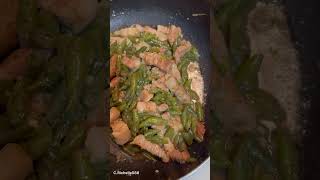 sautéed green beans with pork belly pair with rice 🍚  simple meal but delicious [upl. by Animar]