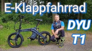 DYU T1 E Klappfahrrad mit Drehmomentsensor Günstiges eBike Pendlerfahrrad für 749€ pedelec [upl. by Llertnahs]