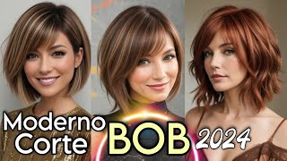 CABELLO DE MODA 2024 ESTILO BOB en Todas sus Versiones Ideal para MUJERES de toda edad Moda Mujer [upl. by Lidaa]