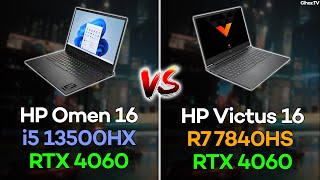 HP Omen 16 vs HP Victus 16  i5 13500HX RTX 4060 vs R7 7840HS RTX 4060 FPS Sıcaklık Watt Kıyaslaması [upl. by Adnhoj565]